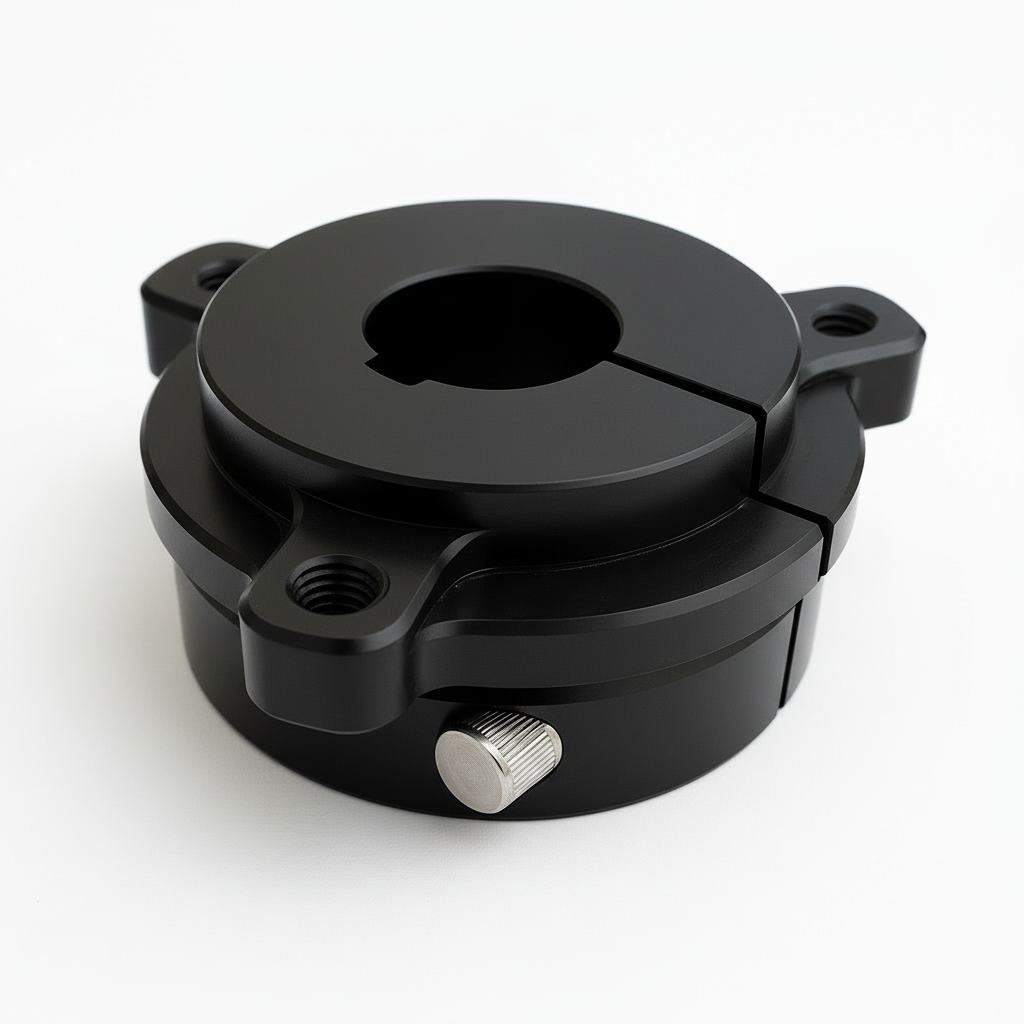 One-Piece Billet Alum hub for floating / disc brake upgrade . Can be used for rear live axle application w/ 1” axle bore size