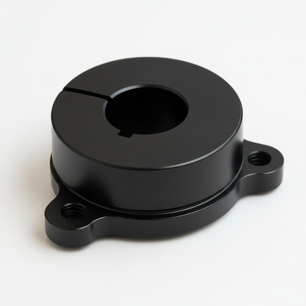 One-Piece Billet Alum hub for floating disc brake upgrade . Can be used on rear live axle application with 1” bore