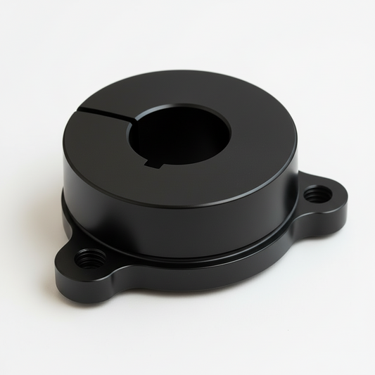 One-Piece Billet Alum hub for floating disc brake upgrade . Can be used on rear live axle application with 1” bore