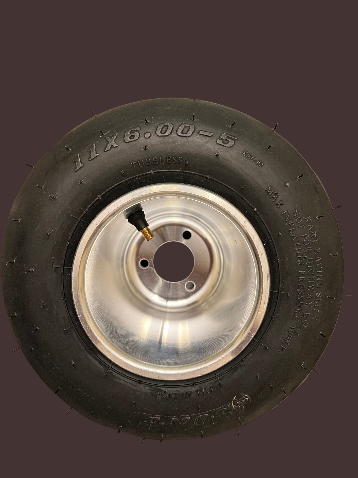 11 6.00-5 Slick Tread tire & rim (mounted)